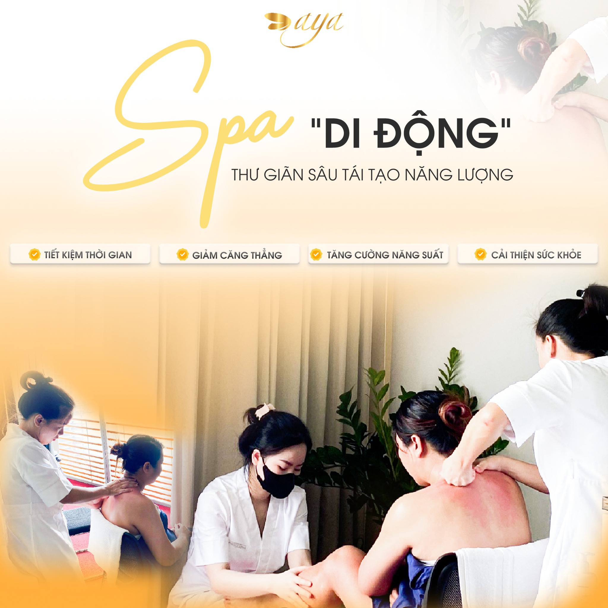 Aya Spa cung cấp dịch vụ massage cổ, vai, gáy tại văn phòng 